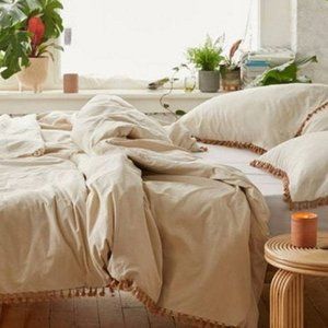 Washed Cotton Tassel Duvet Cover & Shams